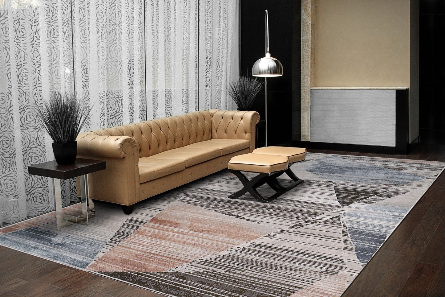 Harlow Modern Multi Geometric Low Pile Rug
