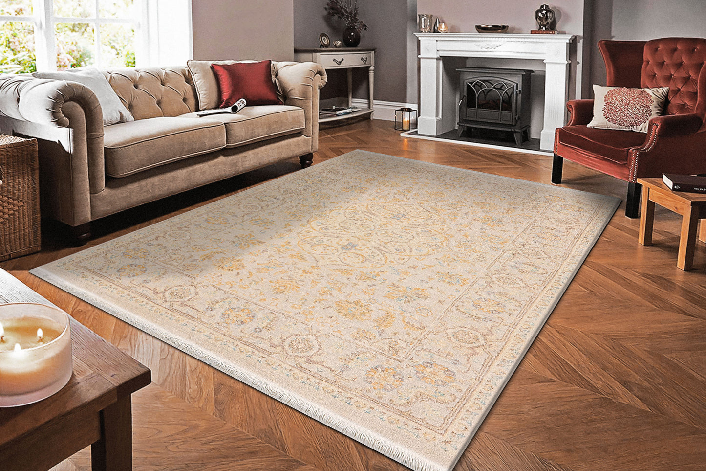 Wade Traditional Grey/Brown/Multi Medallion Low Pile Rug