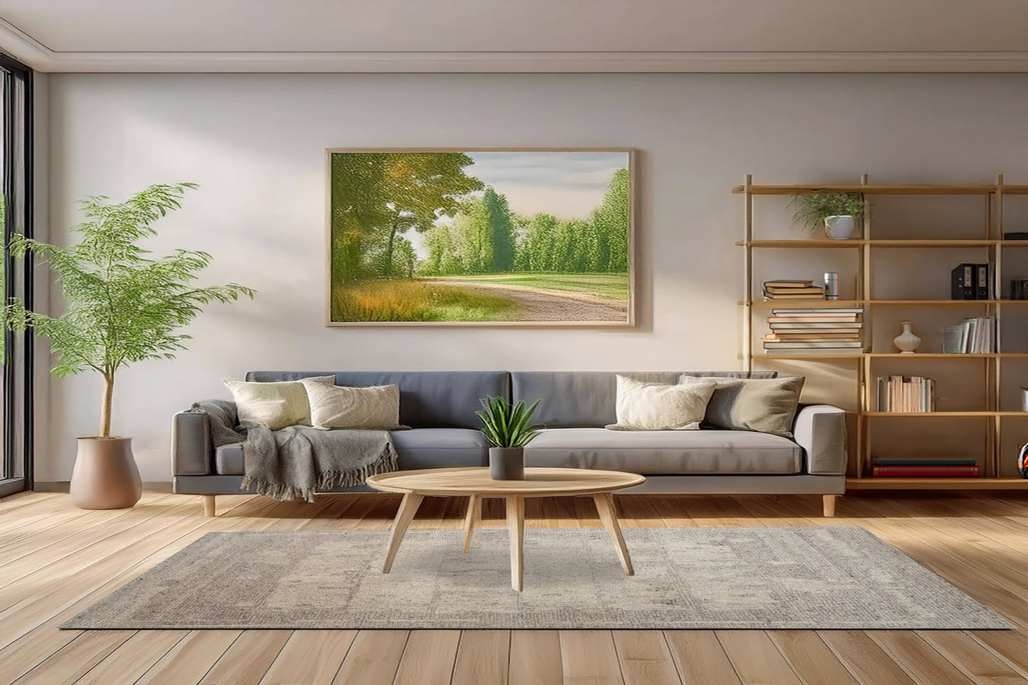 Teak Modern Taupe Abstract Low Pile Rug