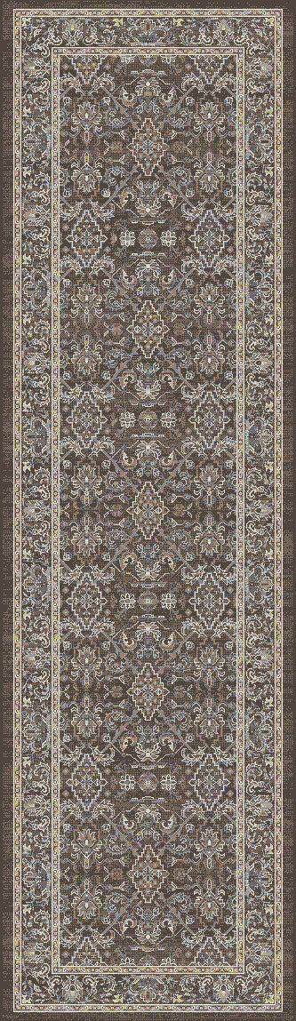 ANCIENT GARDEN 57276 DARK BROWN/BEIGE/BLUE