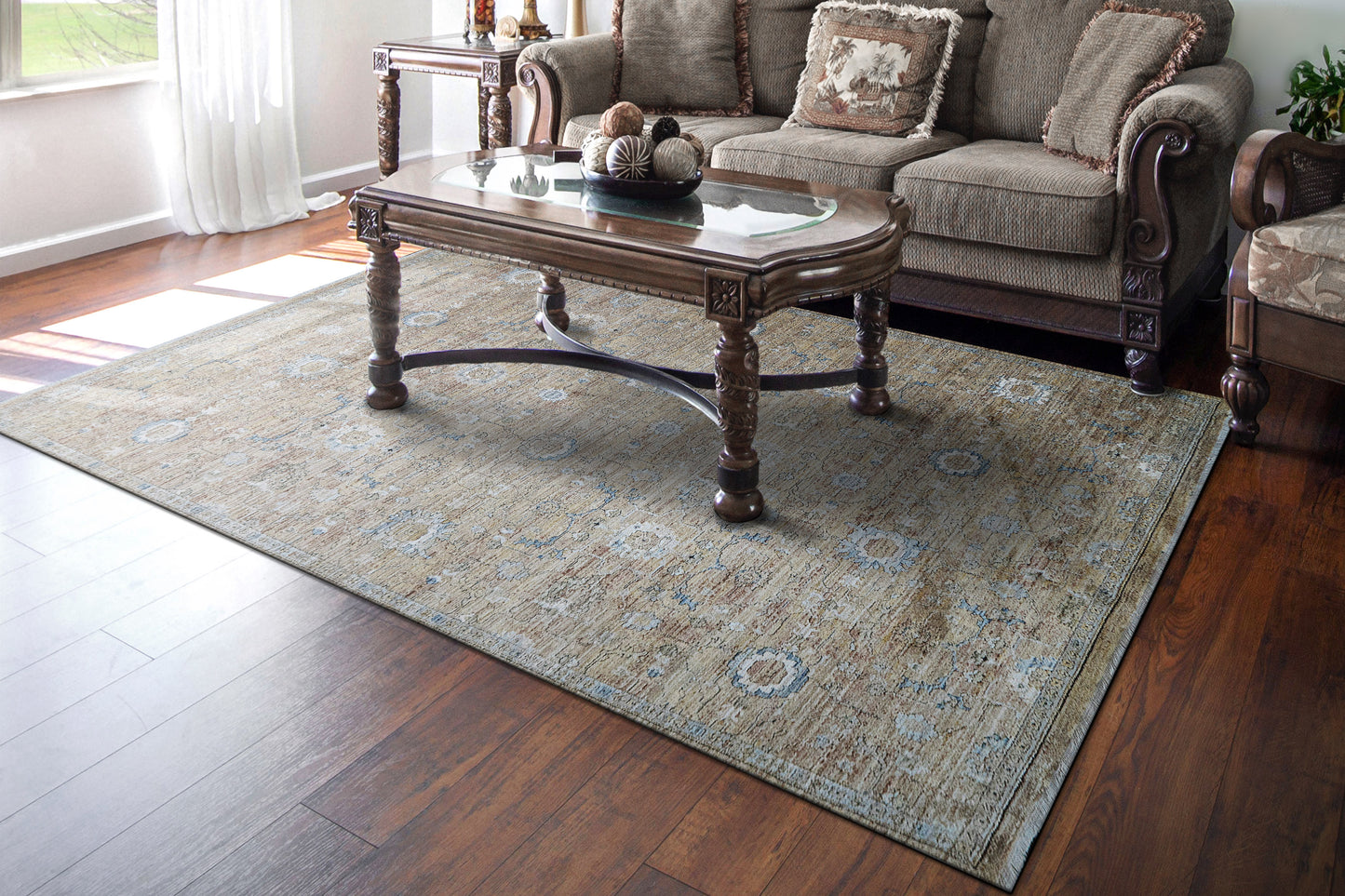 Trevi Transitional Beige/Cream Floral Low Pile Rug