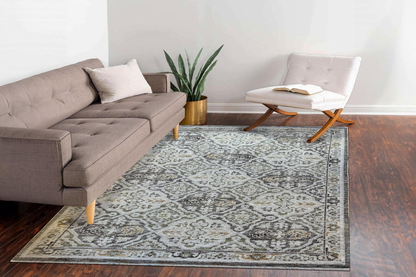 Calypso Traditional Cream/Grey/Multi Medallion Medium Pile Rug