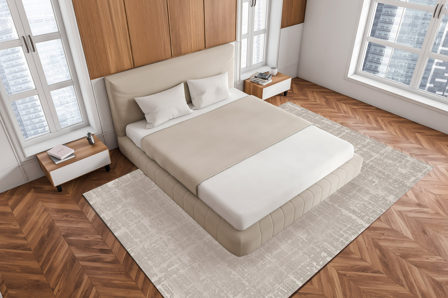 Sterling Contemporary Grey/Beige Abstract High-Low Rug
