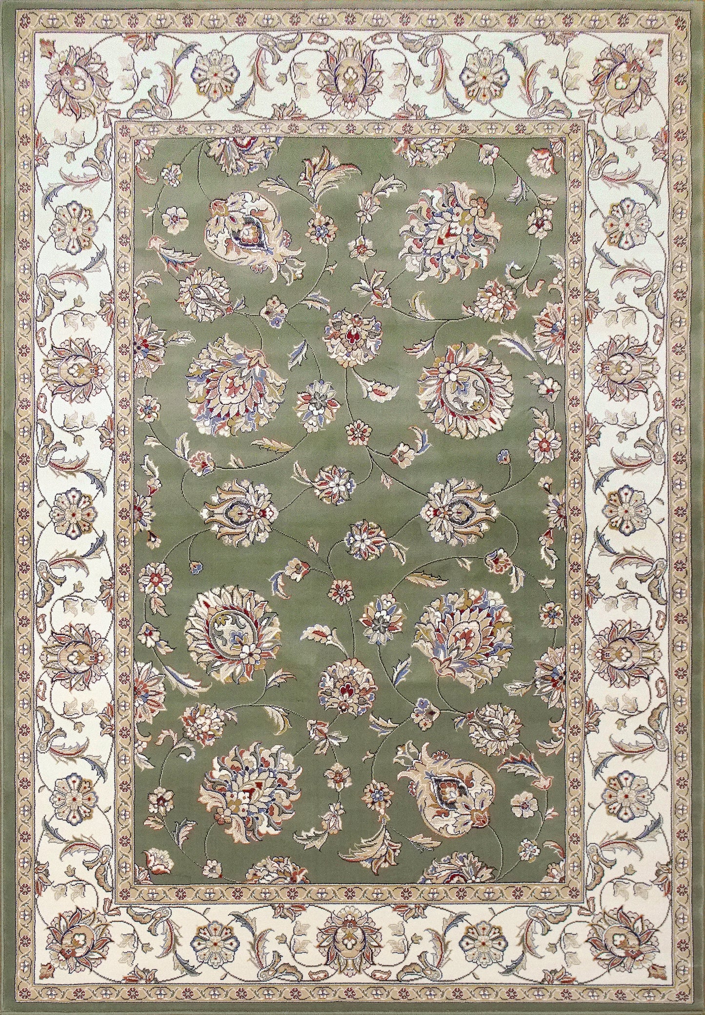 Ancient Garden Traditional Green/Ivory Classic Medium Pile Rug