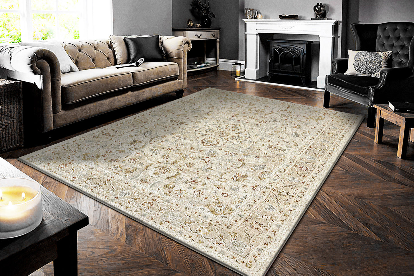 Annalise Traditional Beige/Cream Oriental Medium Pile Rug