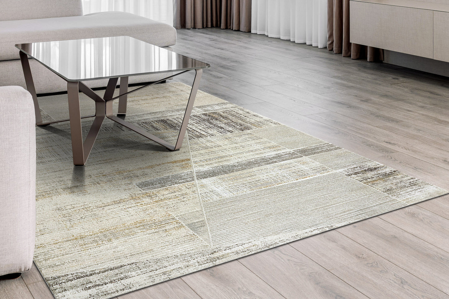 Annalise Modern Beige/Grey/Multi Geometric Medium Pile Rug