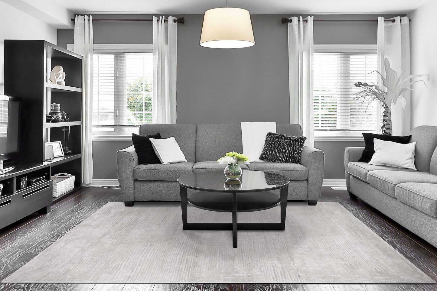Arten Modern Light Grey Geometric Medium Pile Rug