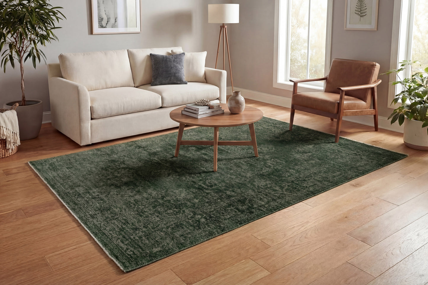 Atmos Traditional Green Medallion Medium Pile Rug