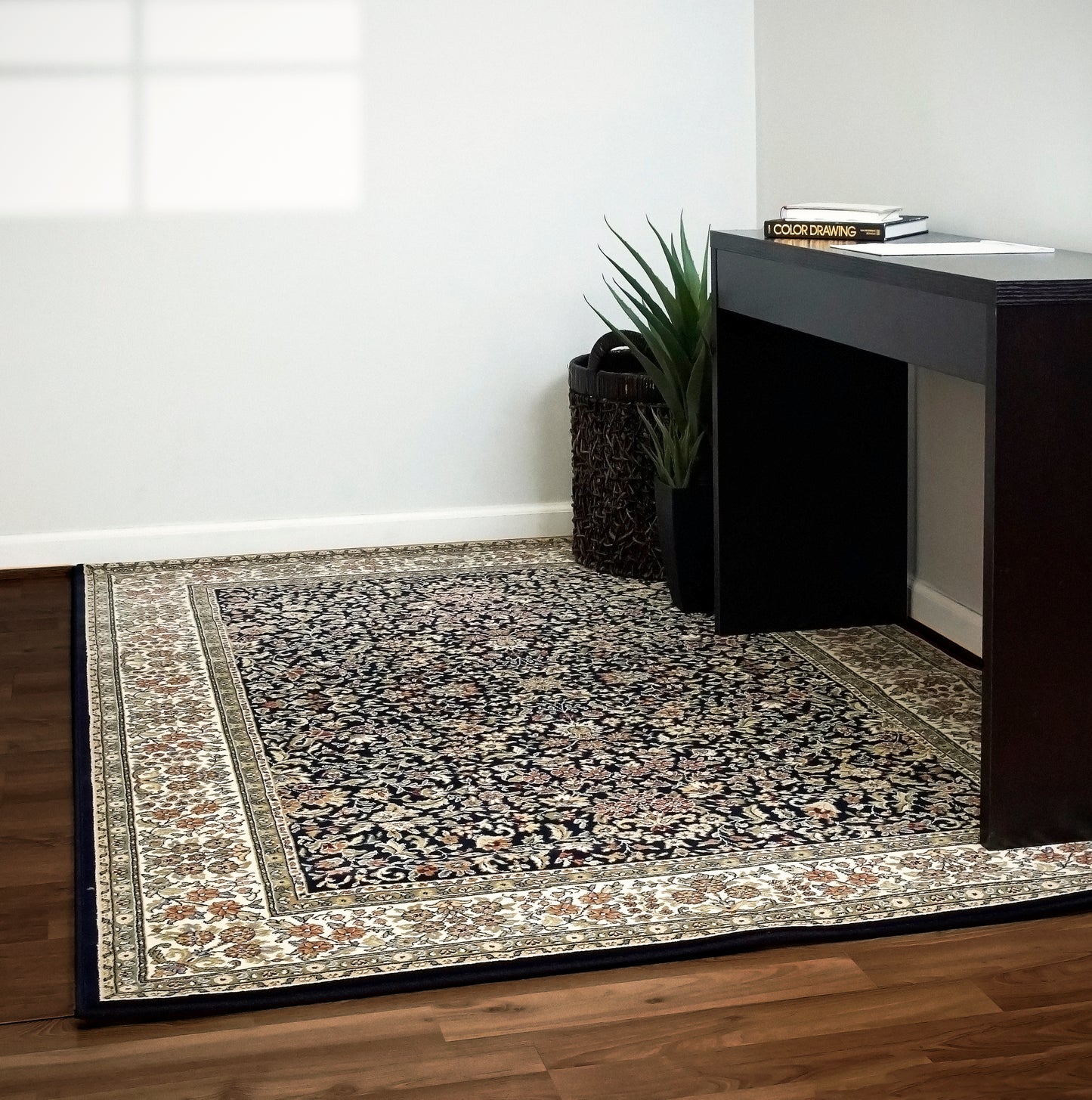 Ancient Garden Traditional Blue/Ivory Classic Medium Pile Rug