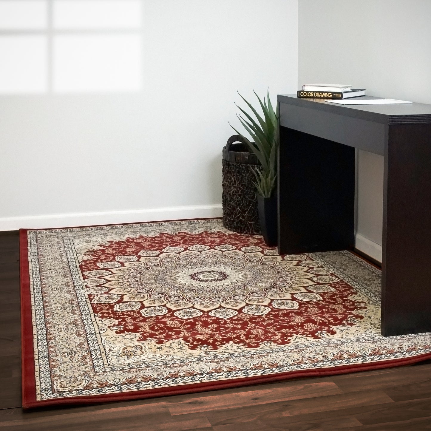 Ancient Garden Traditional Red Classic Medium Pile Rug