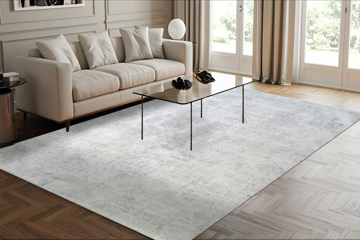 Canyon Modern Grey/Cream/Beige Abstract Medium Pile Rug