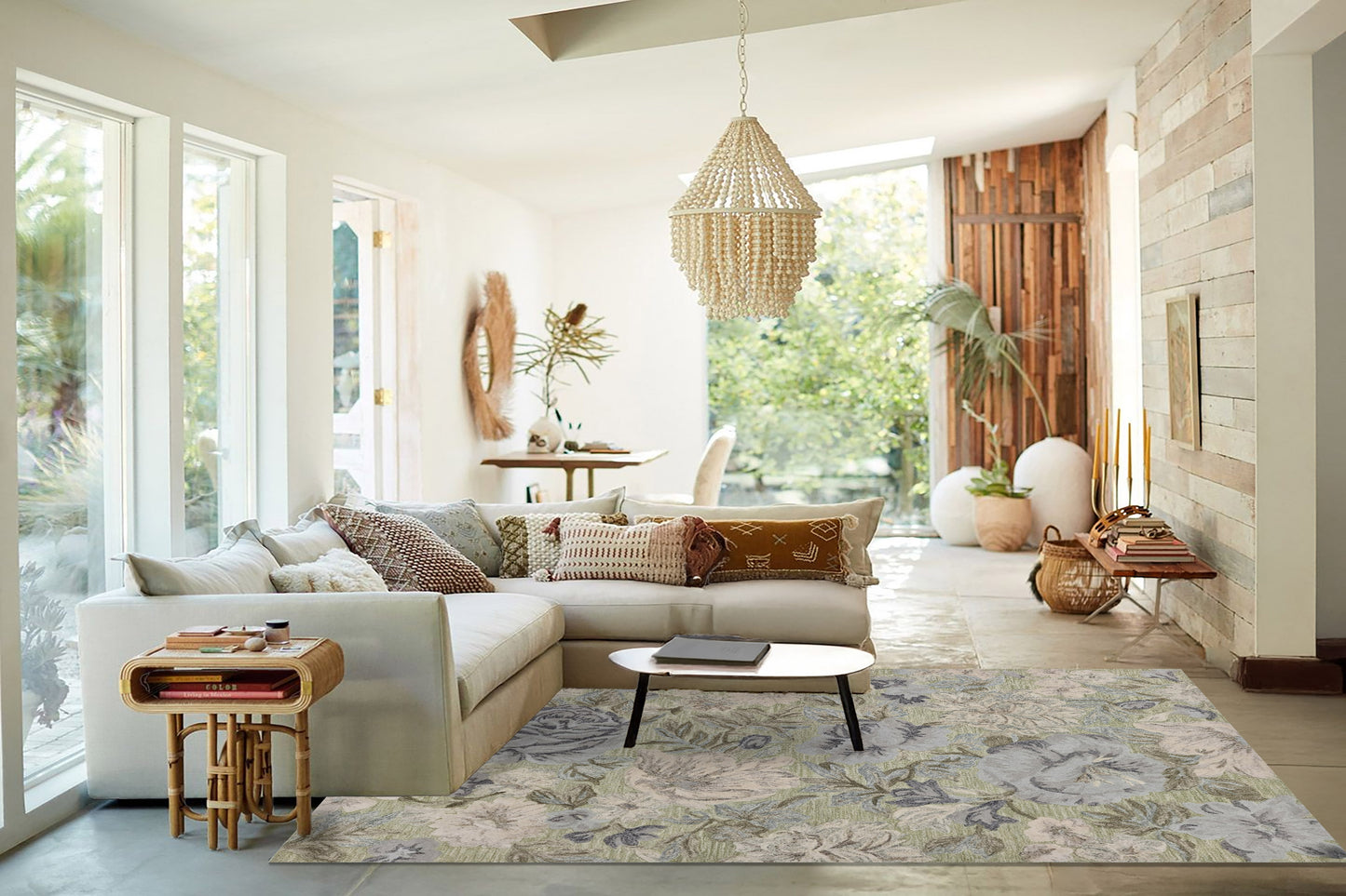 Daisy Modern Light Green/Multi Floral Medium Pile Rug