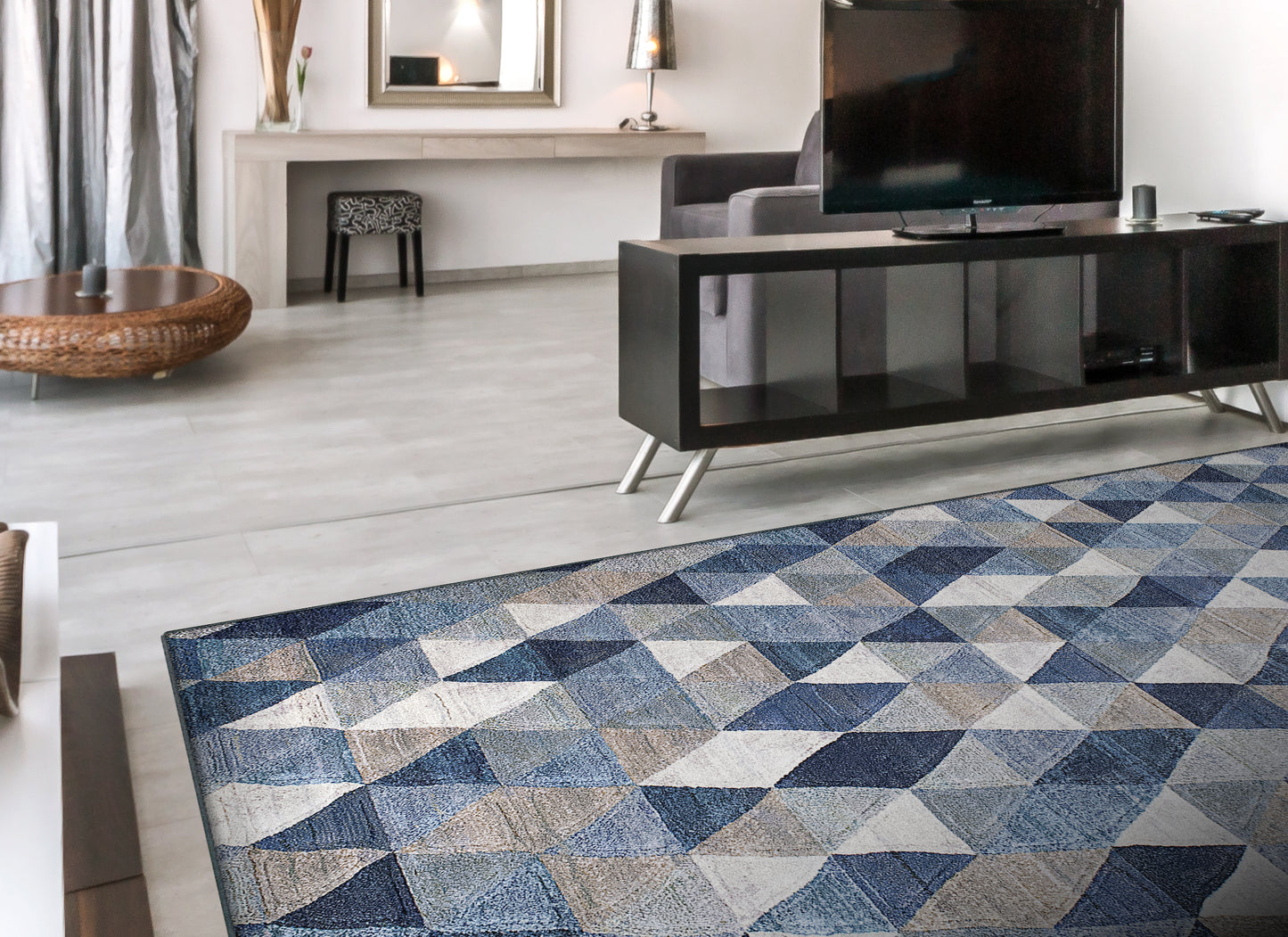 Eclipse Contemporary Blue/Multi Geometric Medium Pile Rug