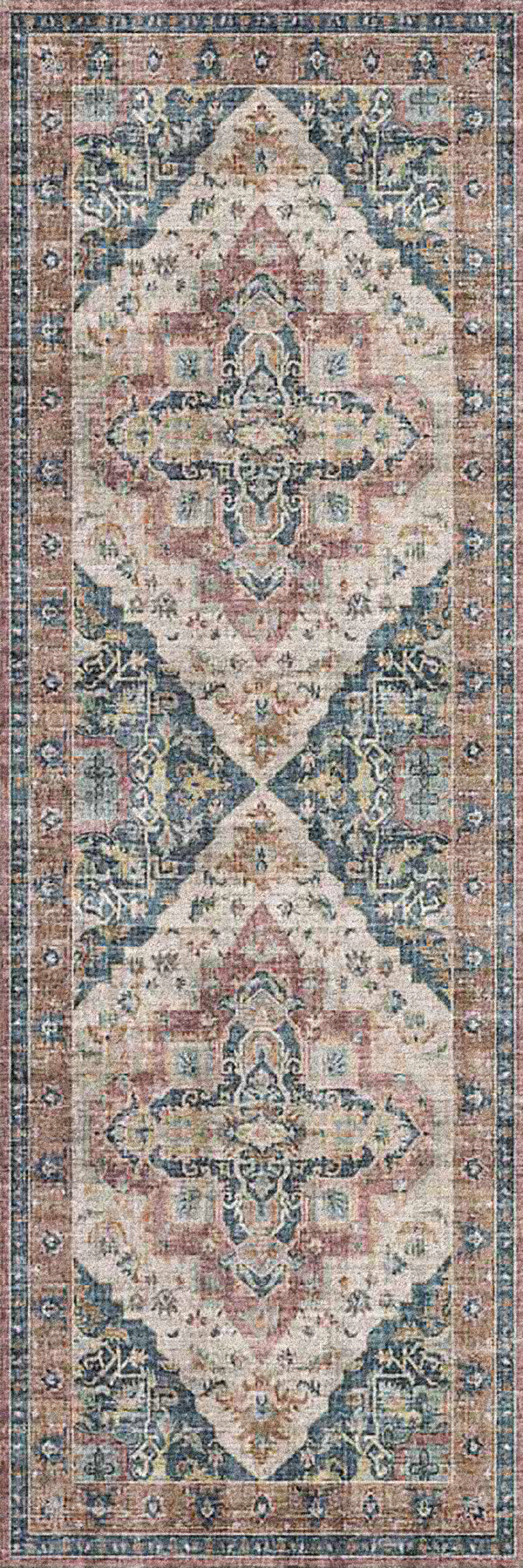 Elise Traditional Wine/Navy/Tan Oriental Low Pile Rug