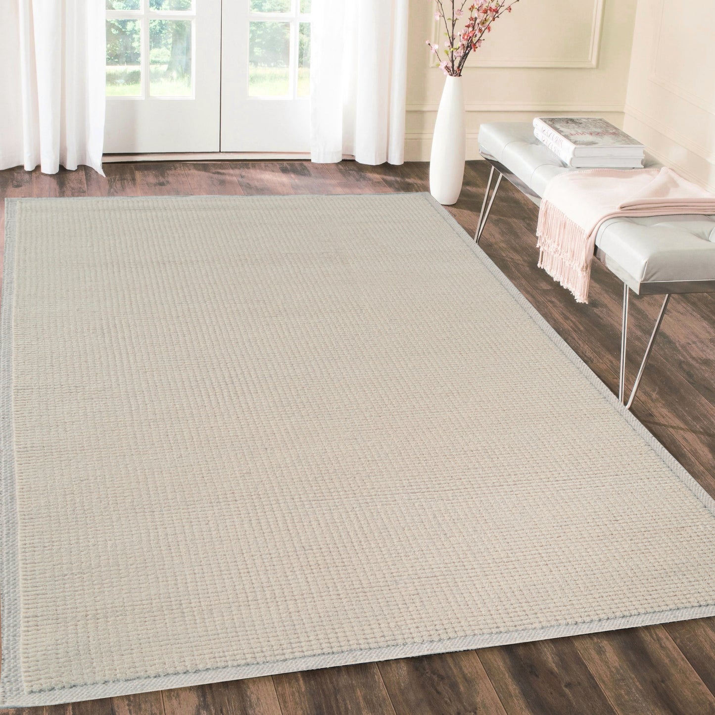 Ivy Modern Ivory Solid Medium Pile Rug