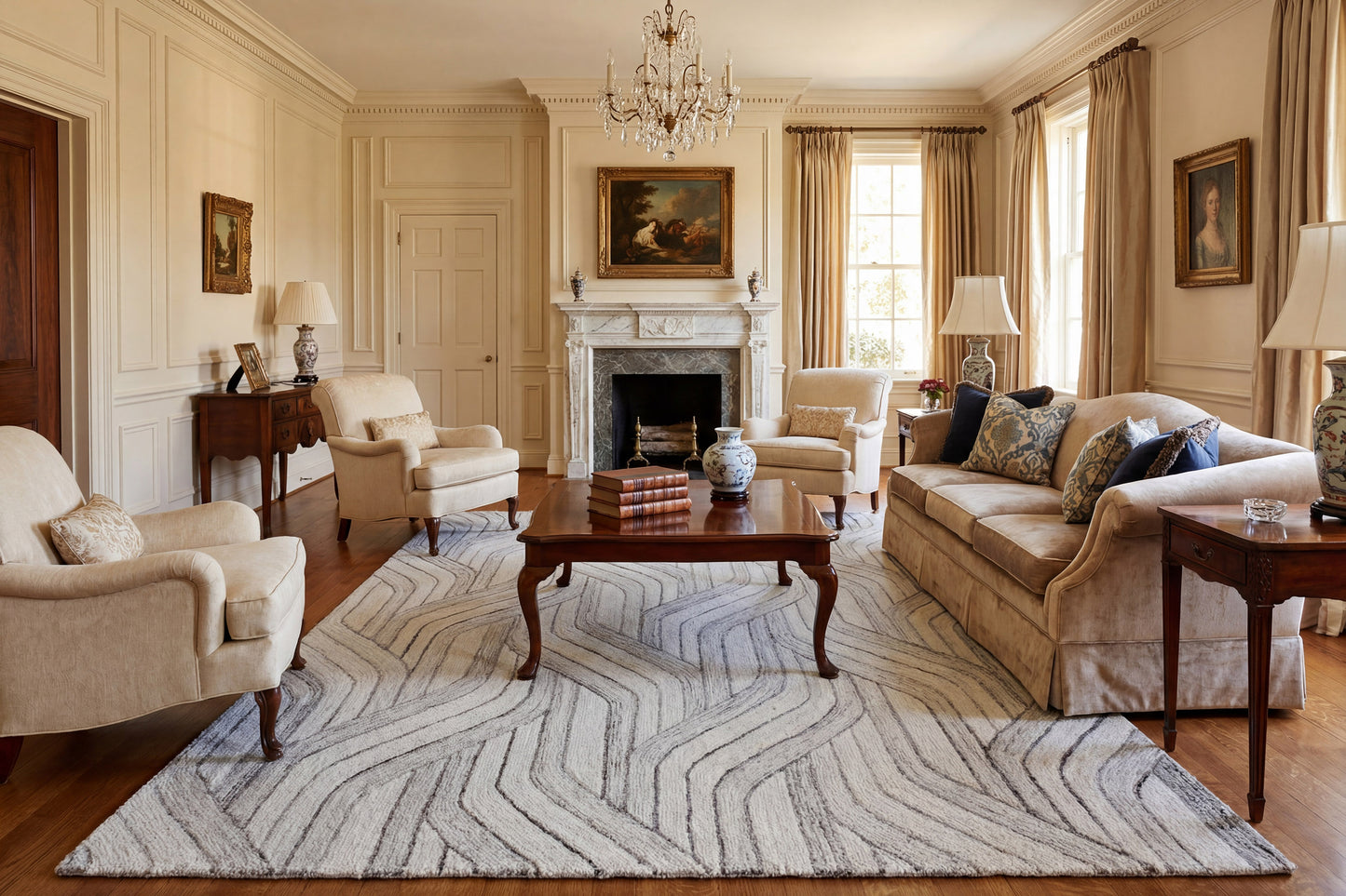 Legend Modern Ivory/Natural Geometric Low Pile Rug