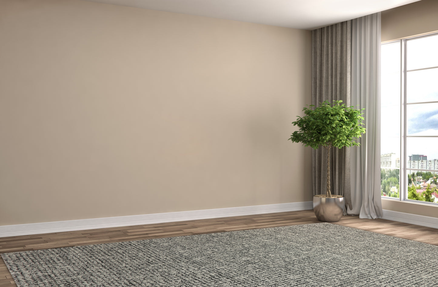 Mehari Contemporary Grey/Ivory Geometric High Pile Rug