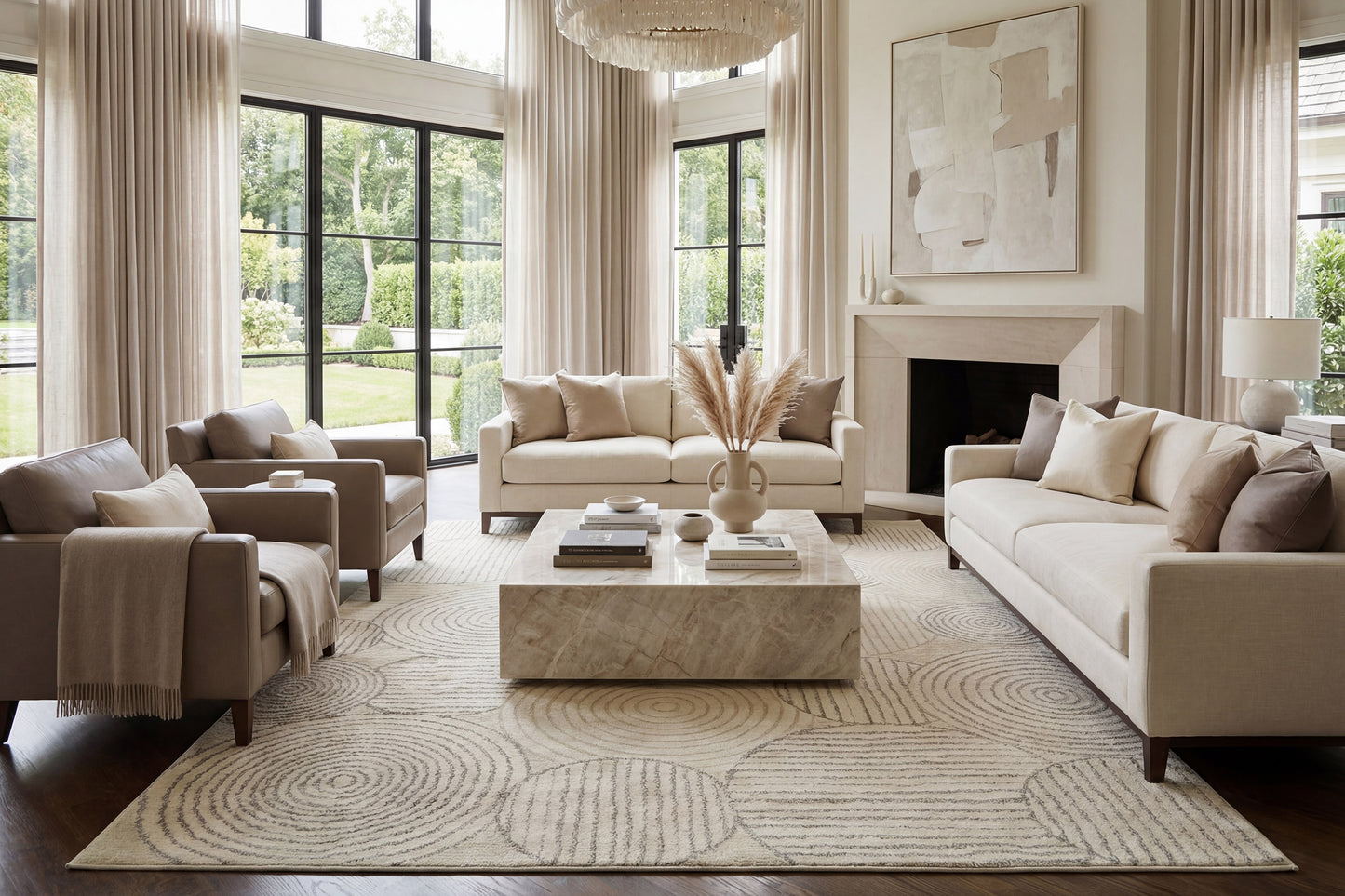 Monroe Modern Ivory/Grey Geometric Medium Pile Rug