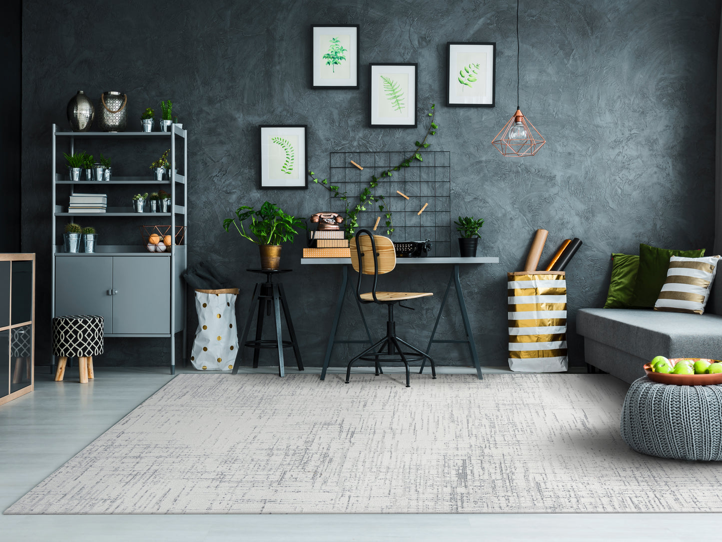 Mysterio Contemporary Silver Abstract High Pile Rug