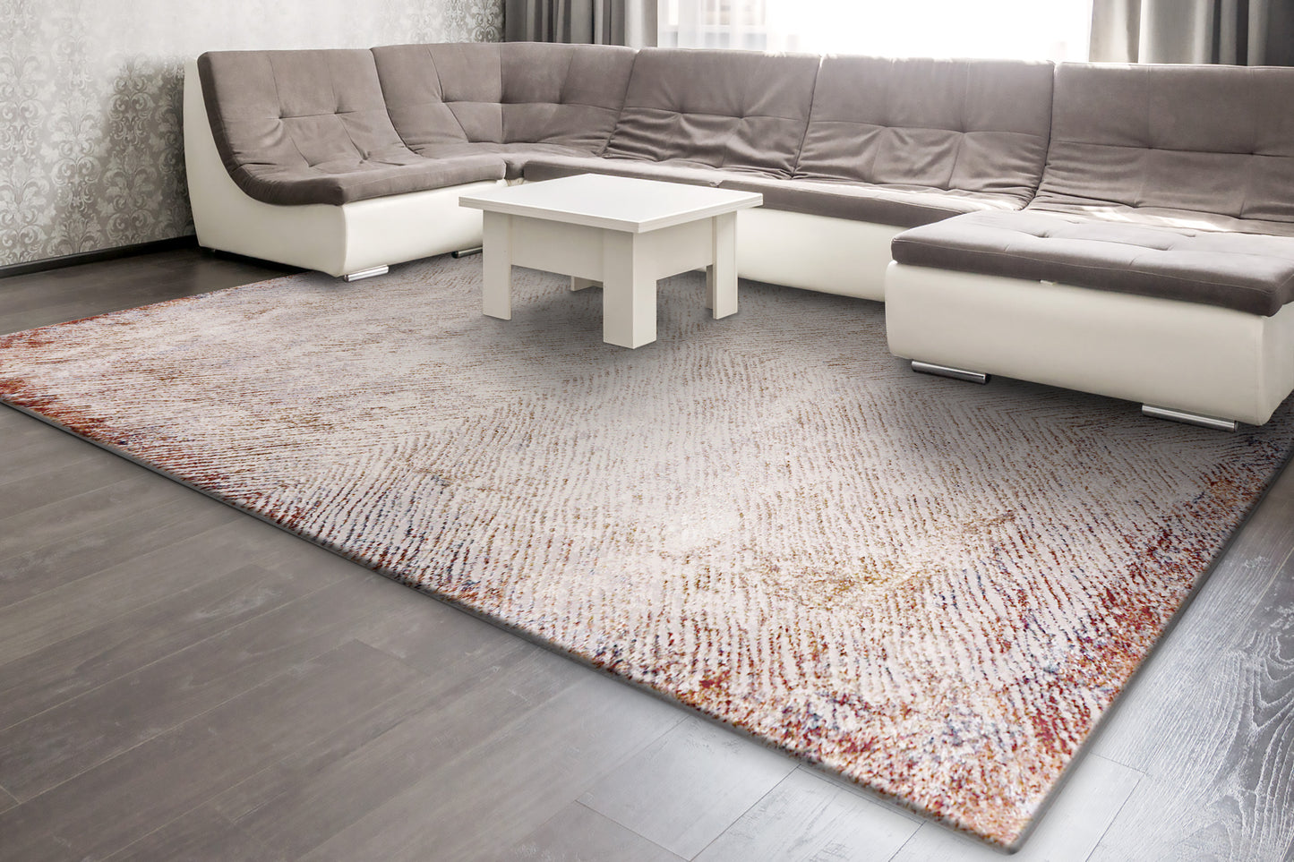 Obsession Modern Cream/Red Geometric Medium Pile Rug