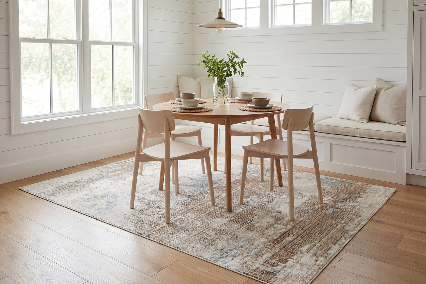 Obsession Modern Cream/Beige/Blue Abstract Medium Pile Rug