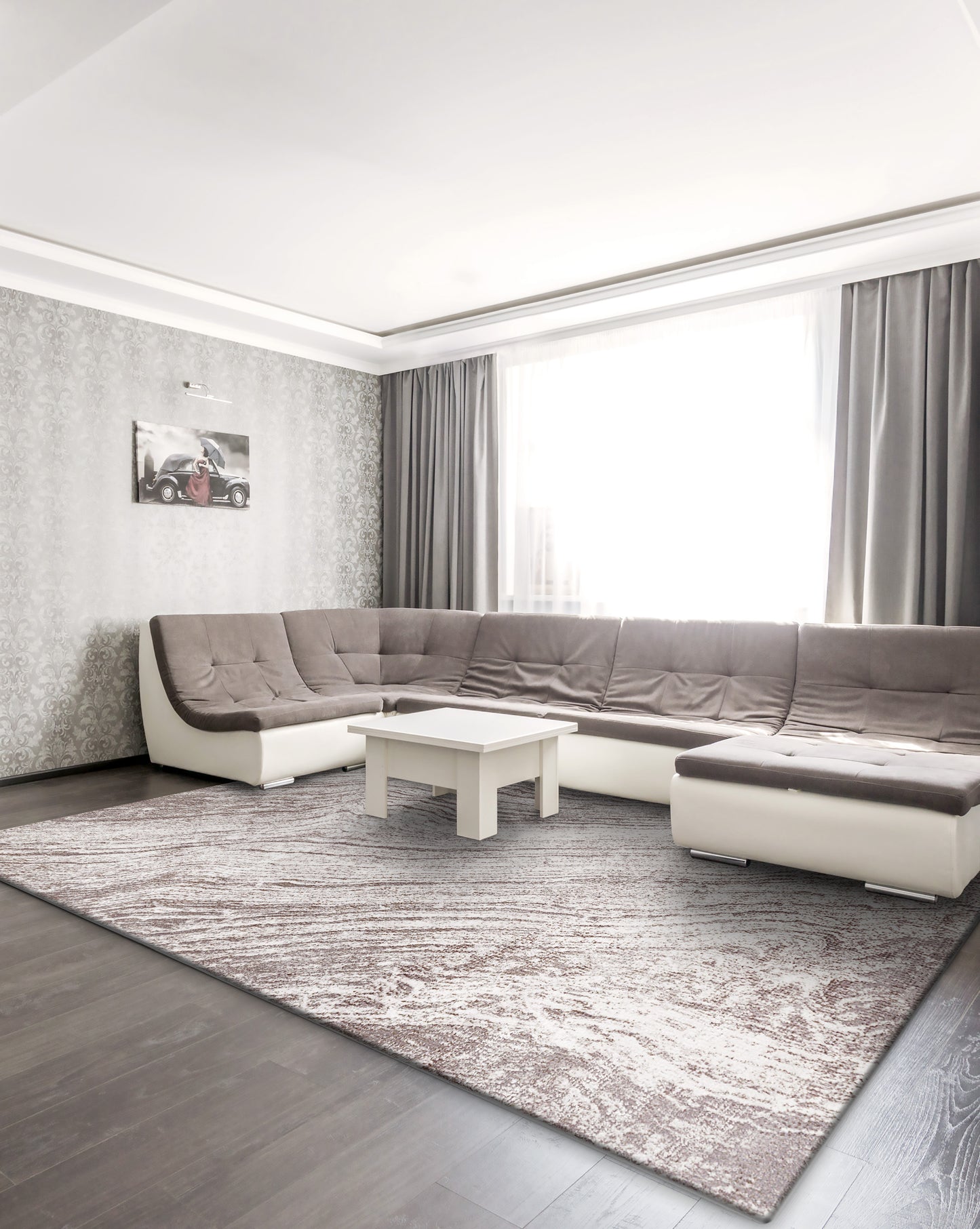 Obsession Modern Cream/Taupe Abstract Medium Pile Rug