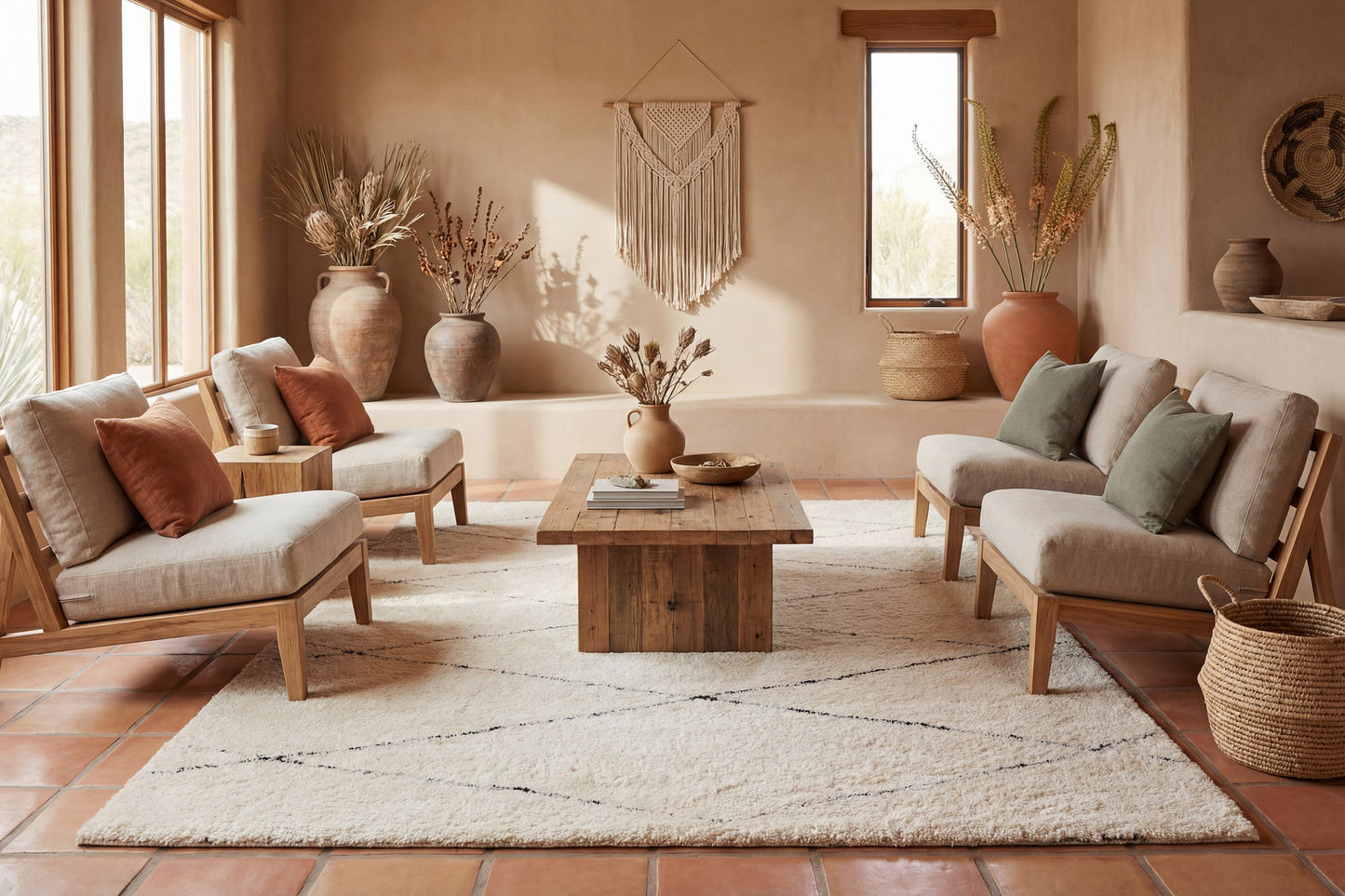 Pike Modern Beige/Black Geometric Shag Rug