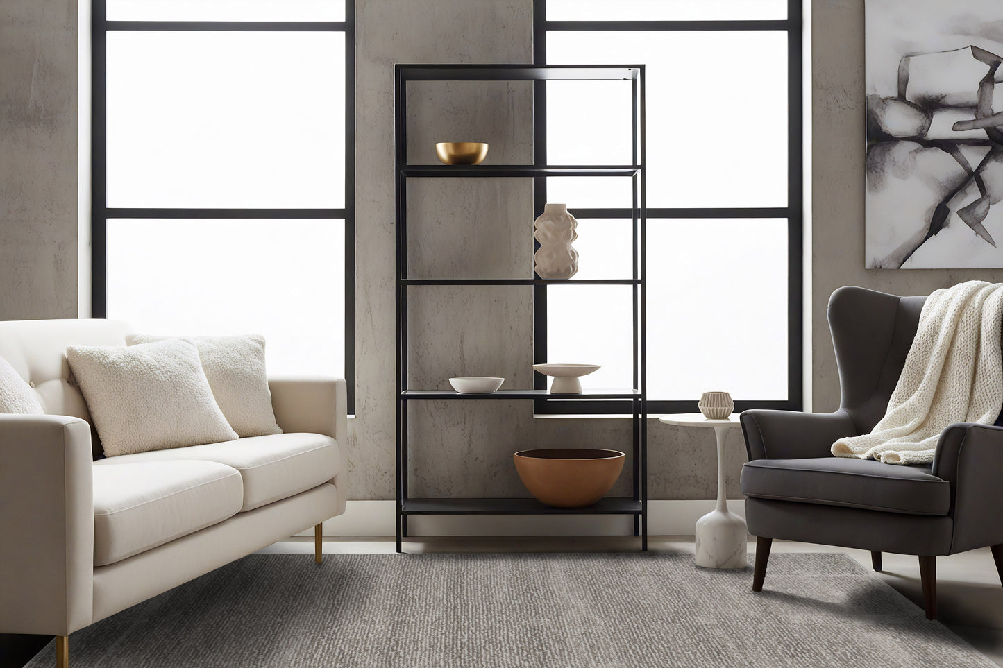 Quin Solid Grey Solid Color High-Low Rug