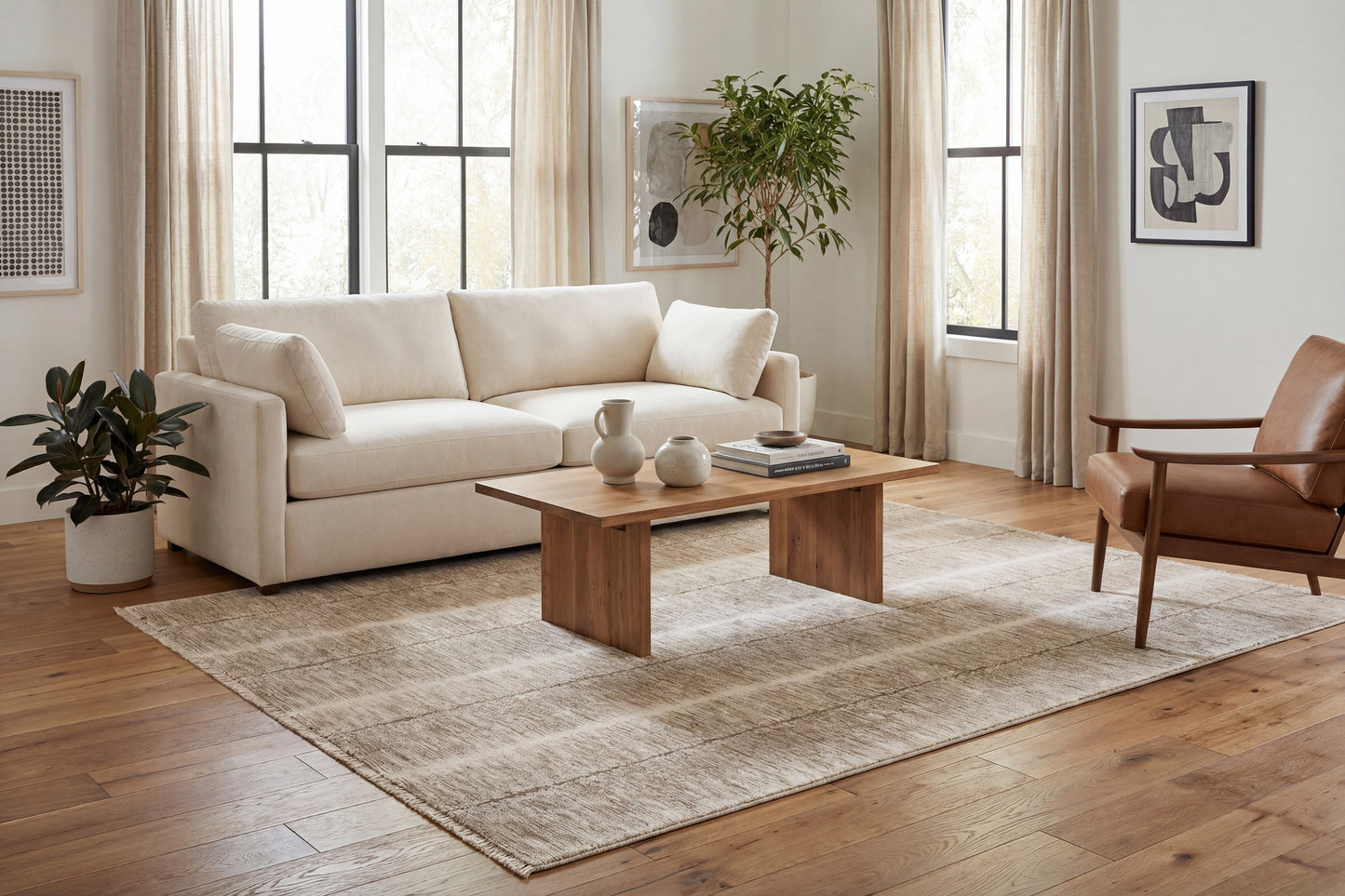 Sequence Modern Beige/Dark Beige Ombre Medium Pile Rug