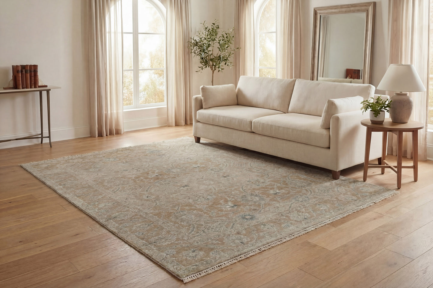 Solace Traditional Cream/Grey/Rust Floral Medium Pile Rug