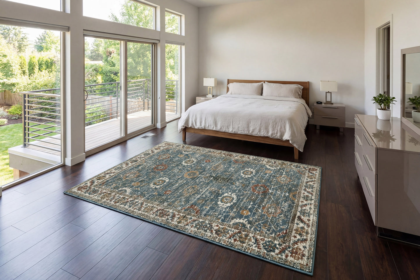 Venedik Traditional Blue/Multi Floral Medium Pile Rug