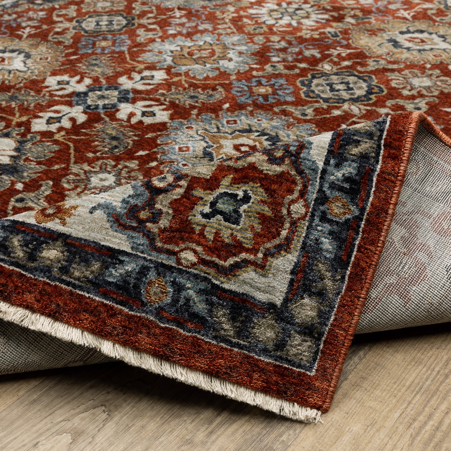 Aberdeen Floral Red/ Ivory Oriental Cut Pile Rug