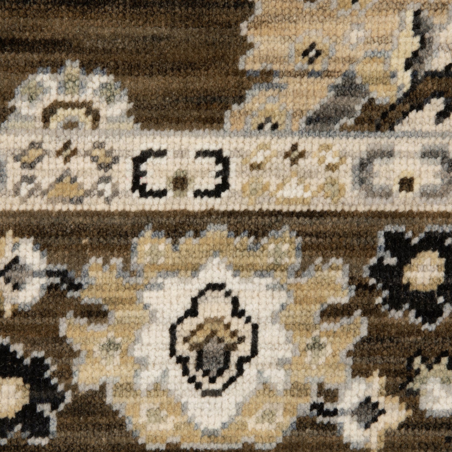 Acacia Floral Brown/ Tan Oriental Cut Pile Rug