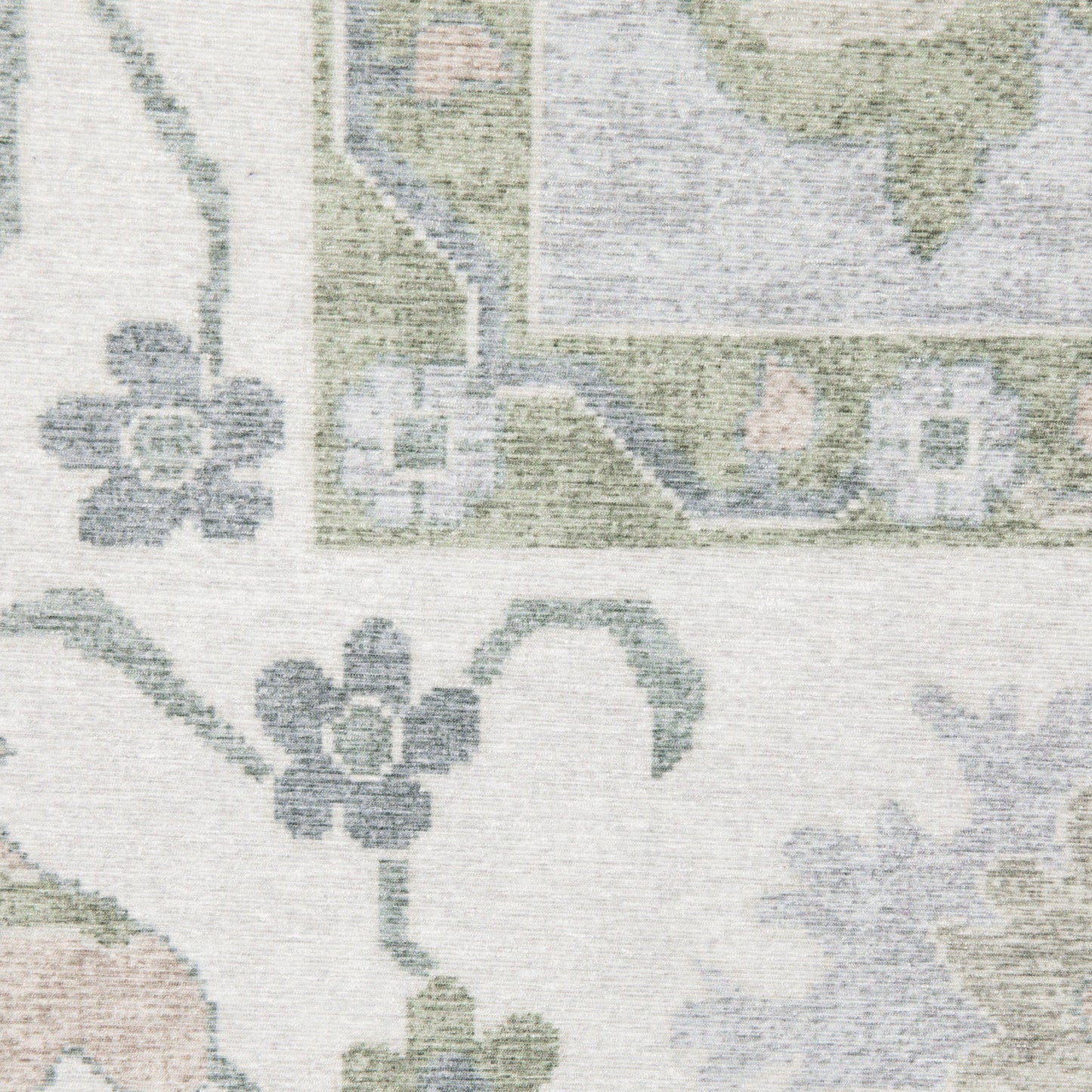 Addison Floral Blue/ Green Distressed Flat Weave Rug