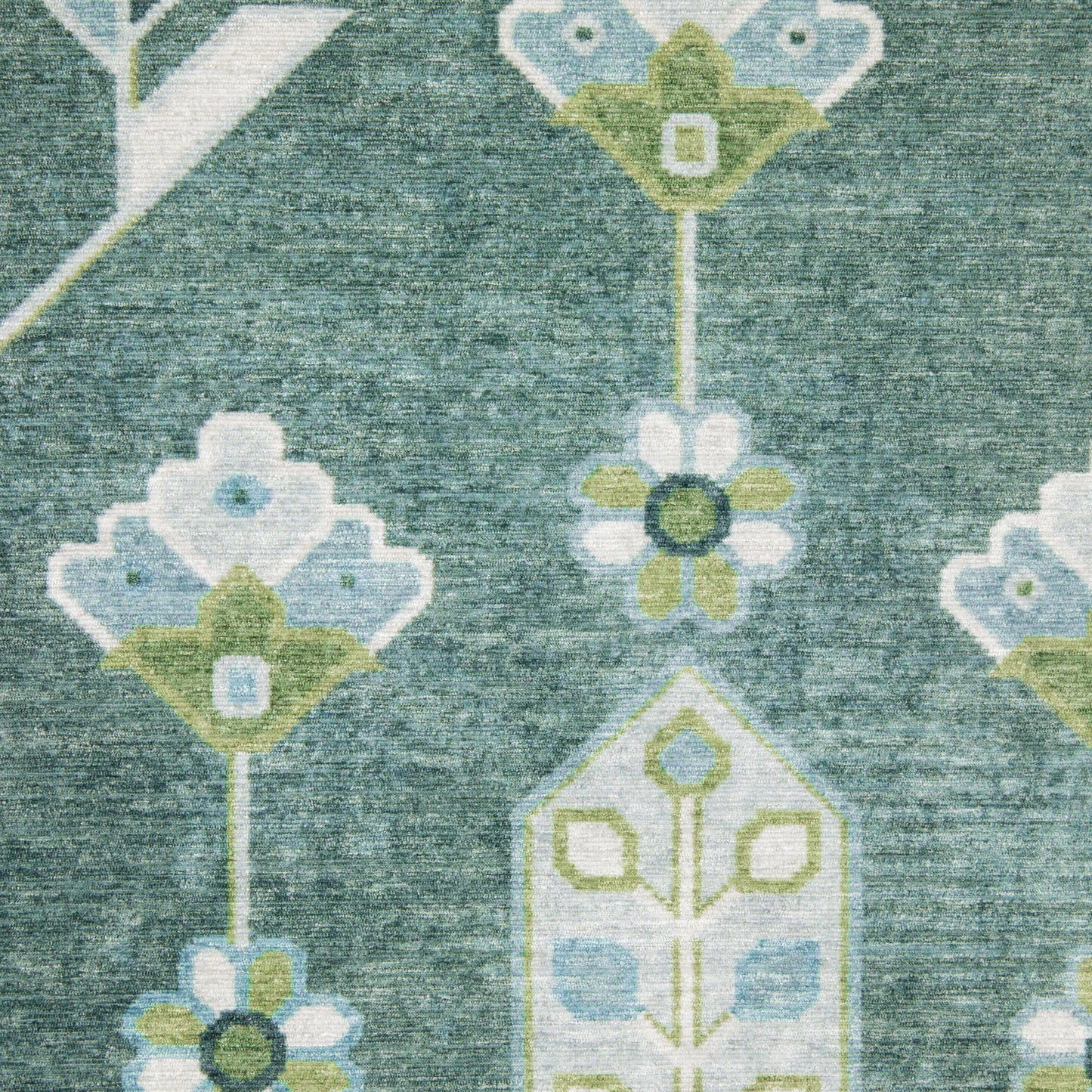 Addison Floral Teal/ Green Flat Weave Rug