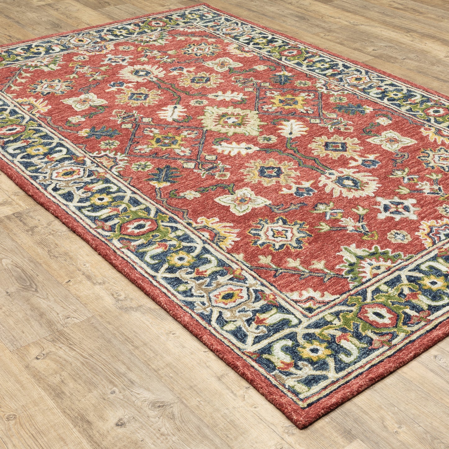 Alfresco Oriental Red/ Blue Loop Pile Rug