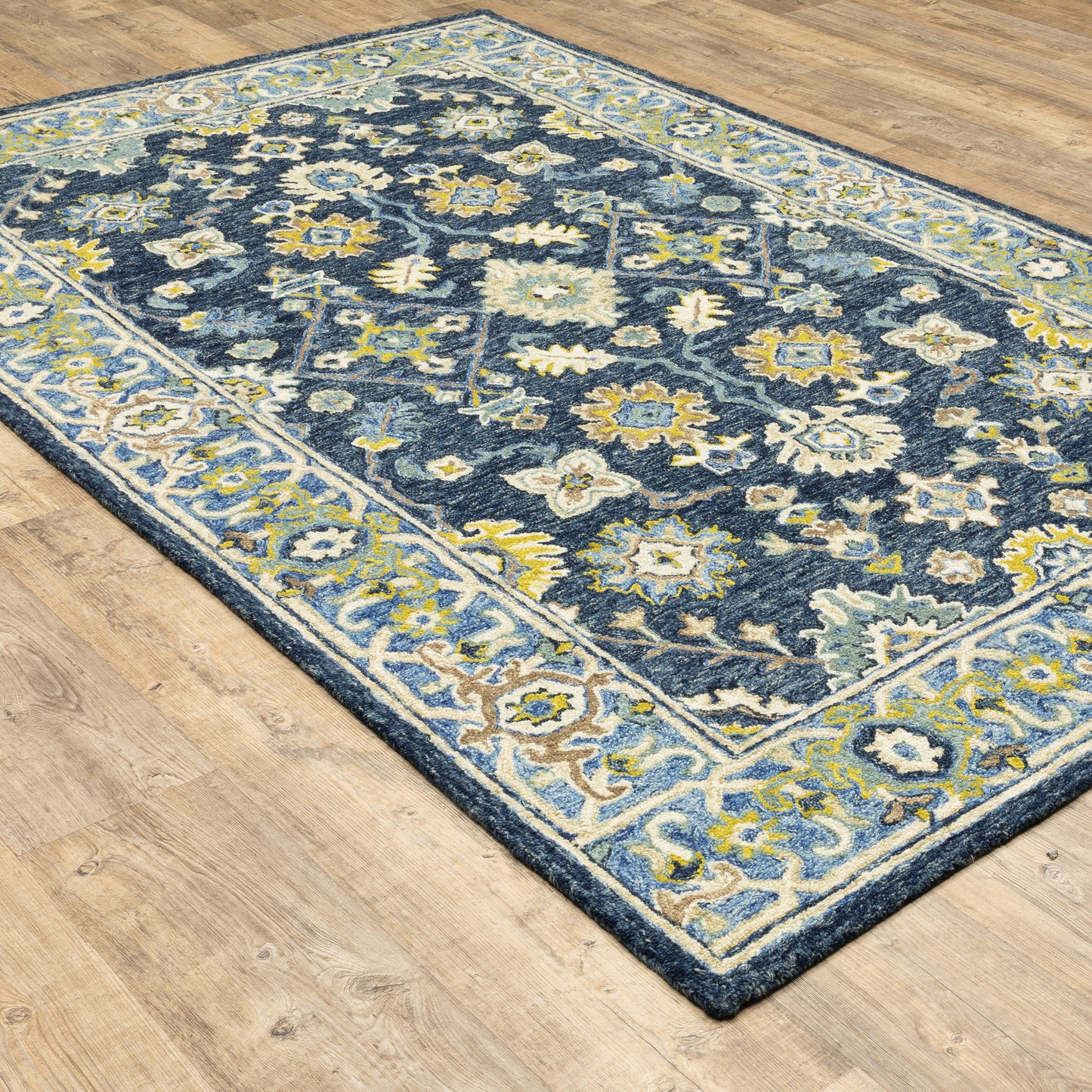 Alfresco Oriental Navy/ Blue Loop Pile Rug