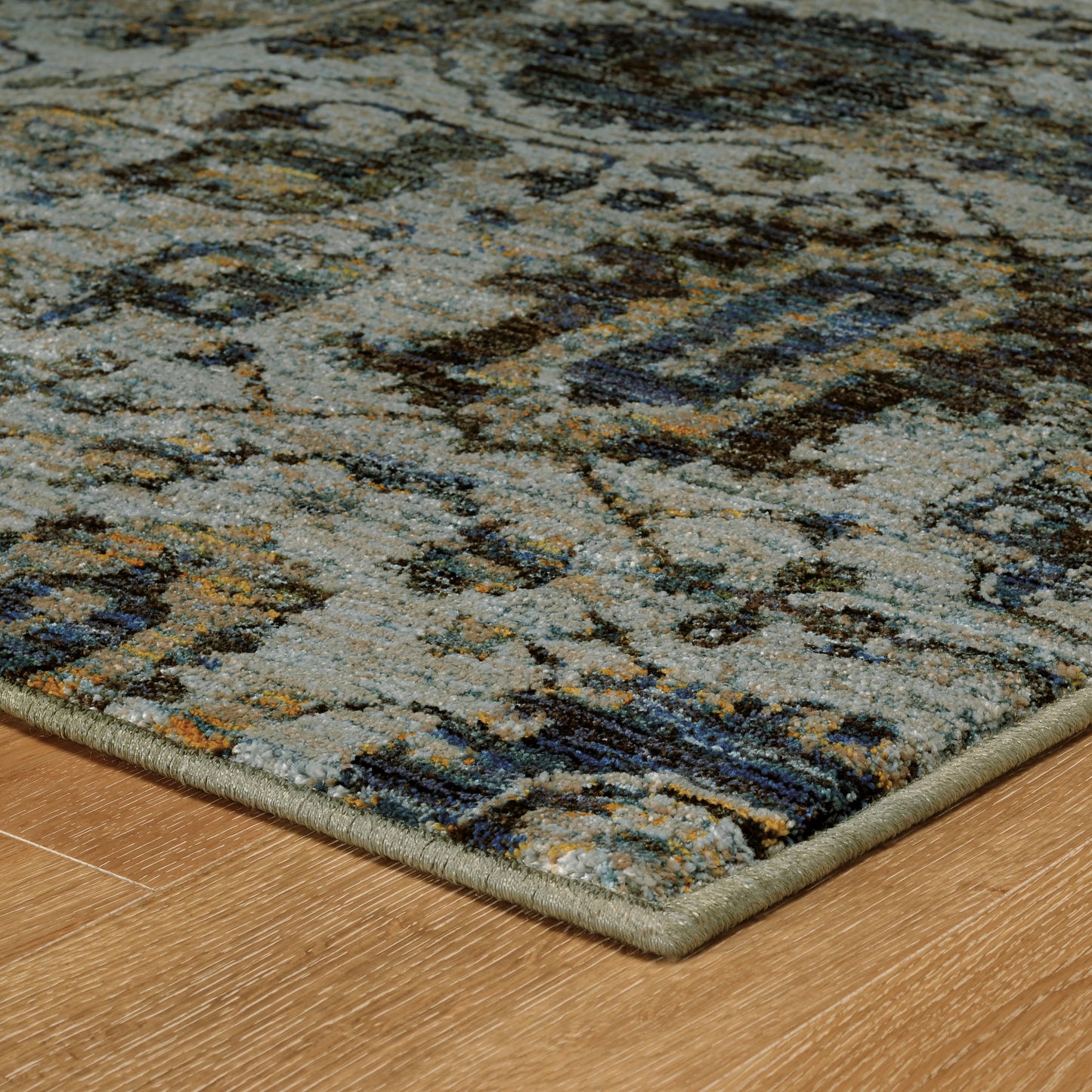 Andorra Overdyed Blue/ Navy Oriental Cut Pile Rug