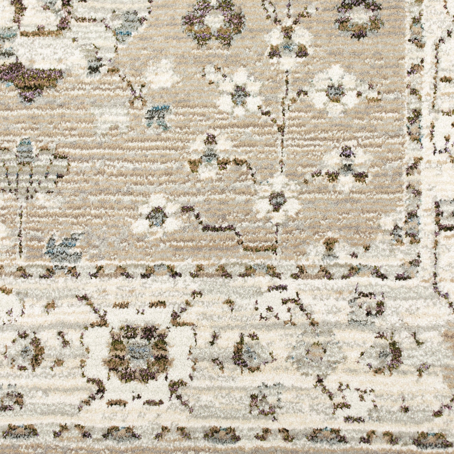 Andorra Floral Beige/ Ivory Oriental Cut Pile Rug