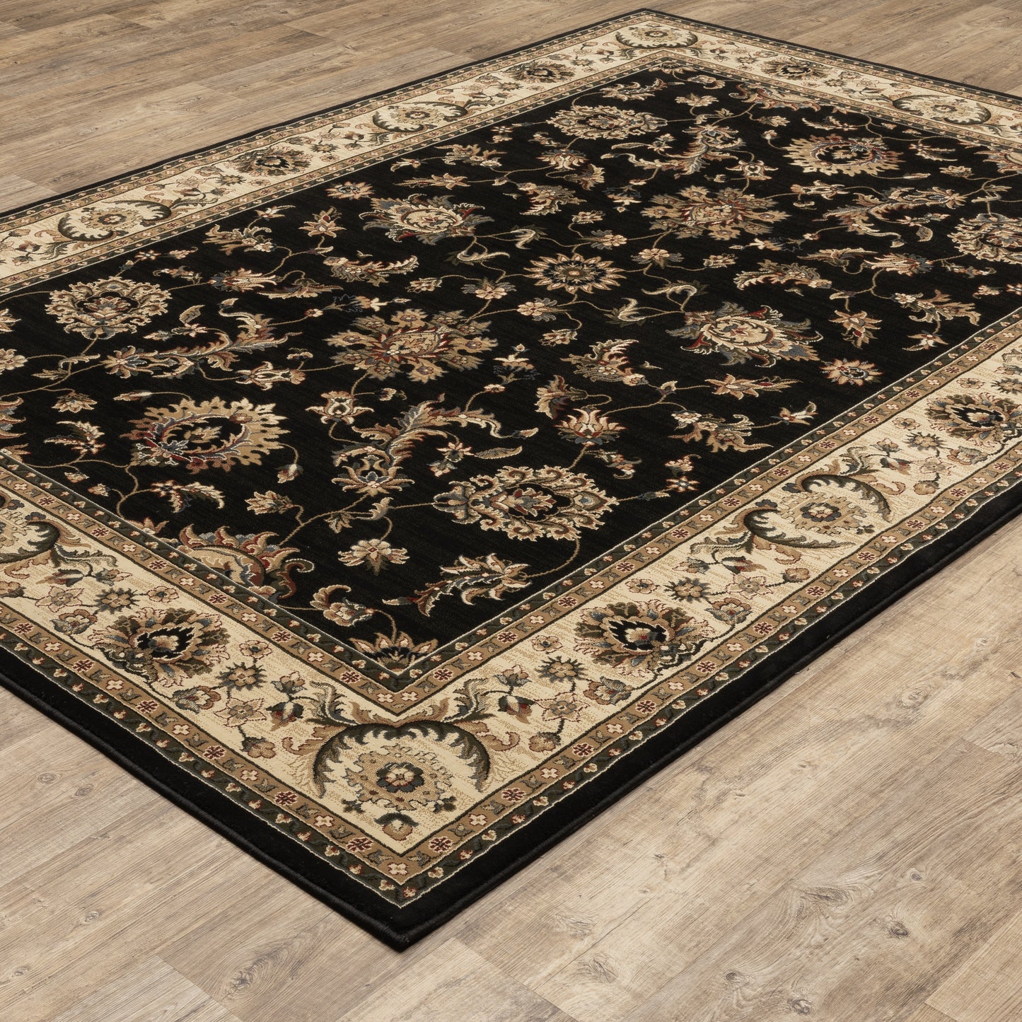 Ariana Oriental Black/ Ivory Cut Pile Rug