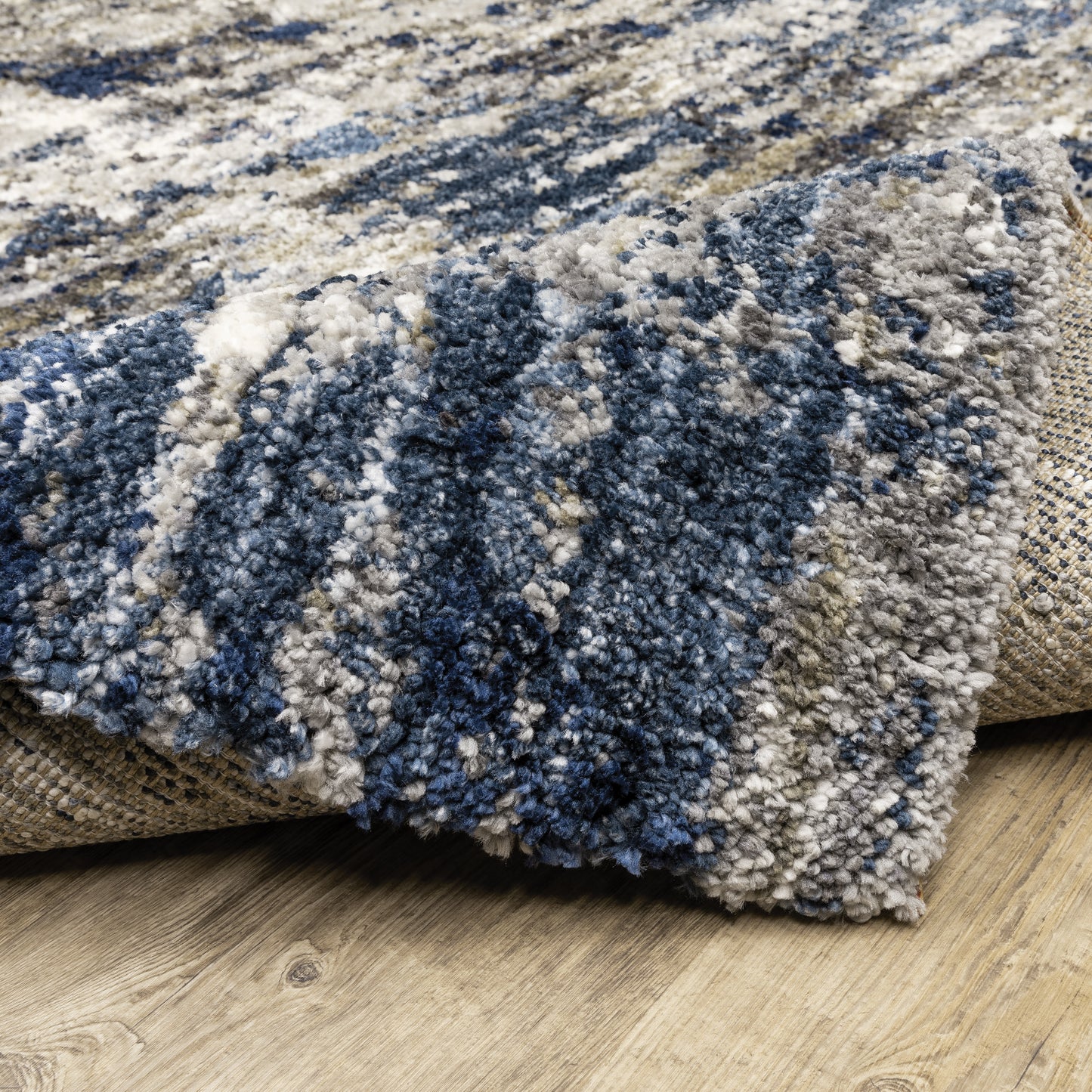 Aspen Shag Grey/ Blue Distressed Cut Pile Rug
