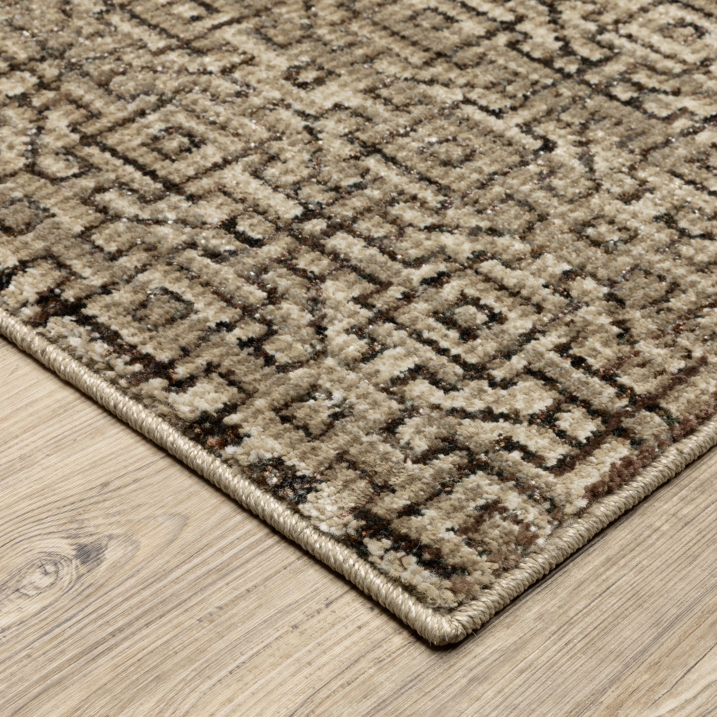 Atlas Geometric Brown/ Beige Cut Pile Rug