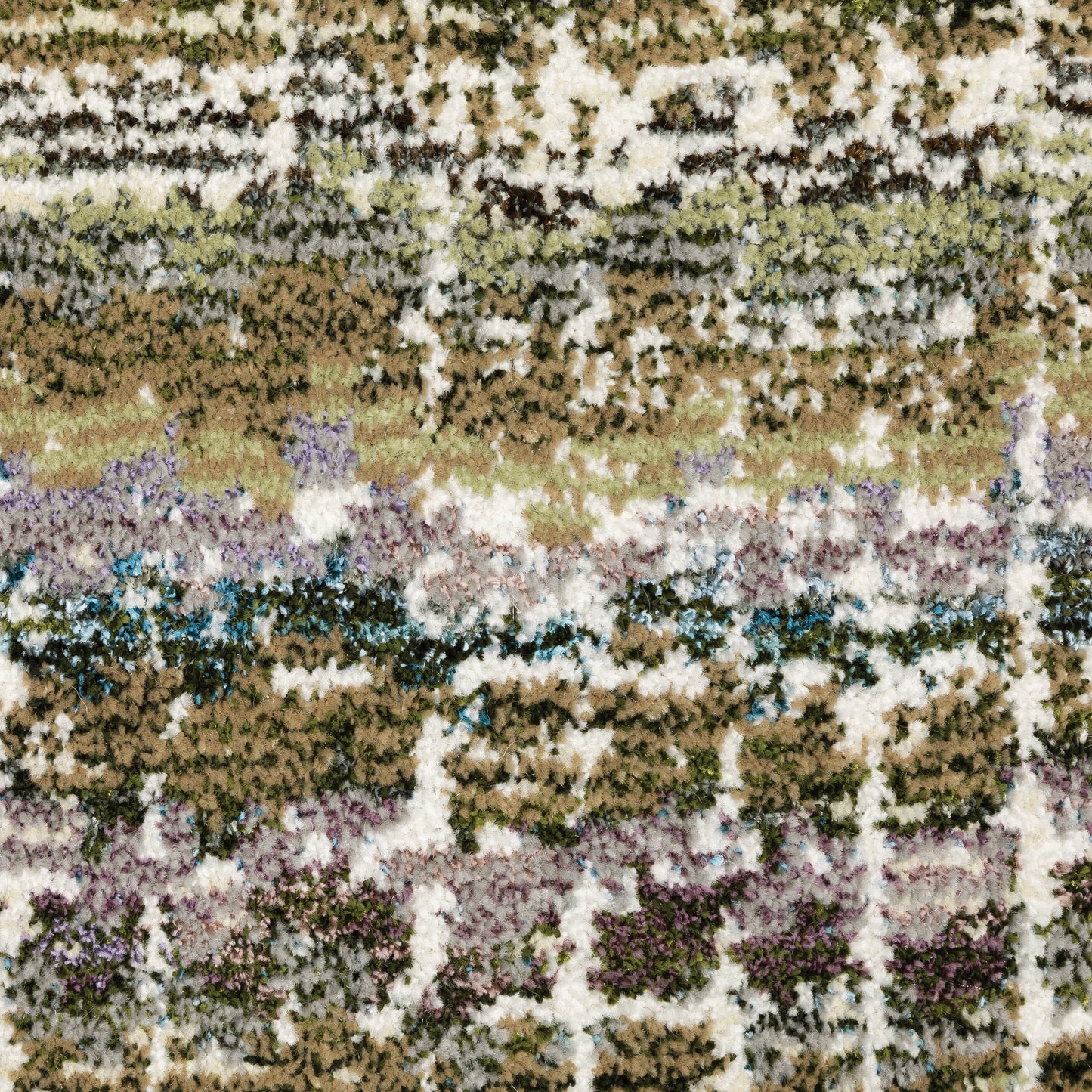Atlas Stripe Green/ Multi Abstract Cut Pile Rug