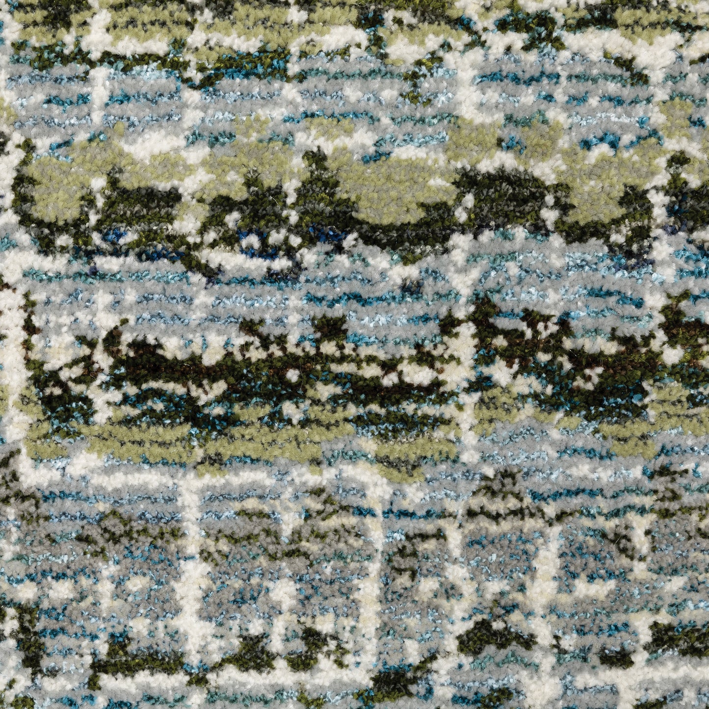 Atlas Stripe Blue/ Green Abstract Cut Pile Rug