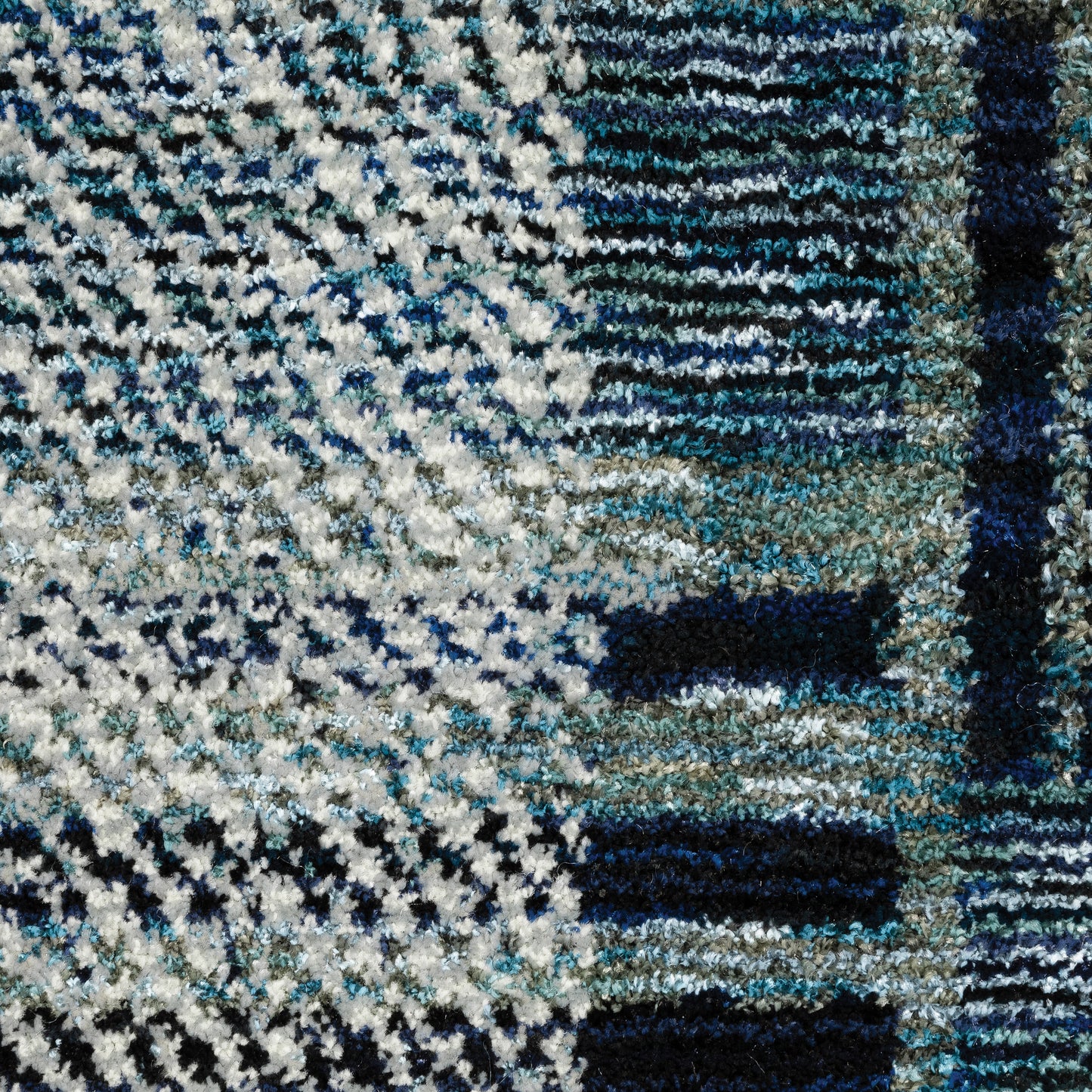 Atlas Geometric Blue/ Blue Cut Pile Rug