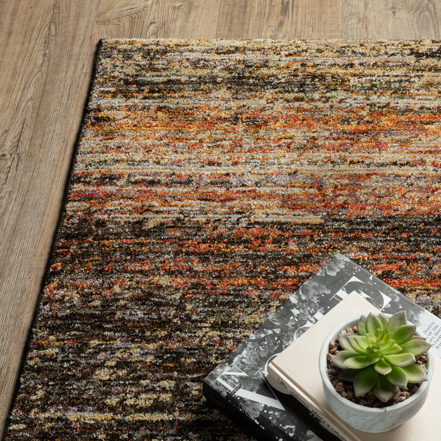 Atlas Abstract Gold/ Charcoal Cut Pile Rug