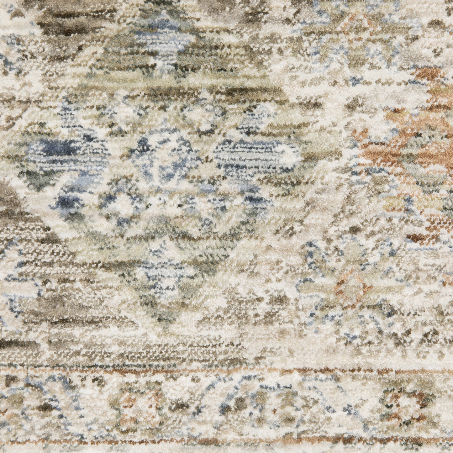 Avalon Distressed Beige/ Blue Floral Cut Pile Rug
