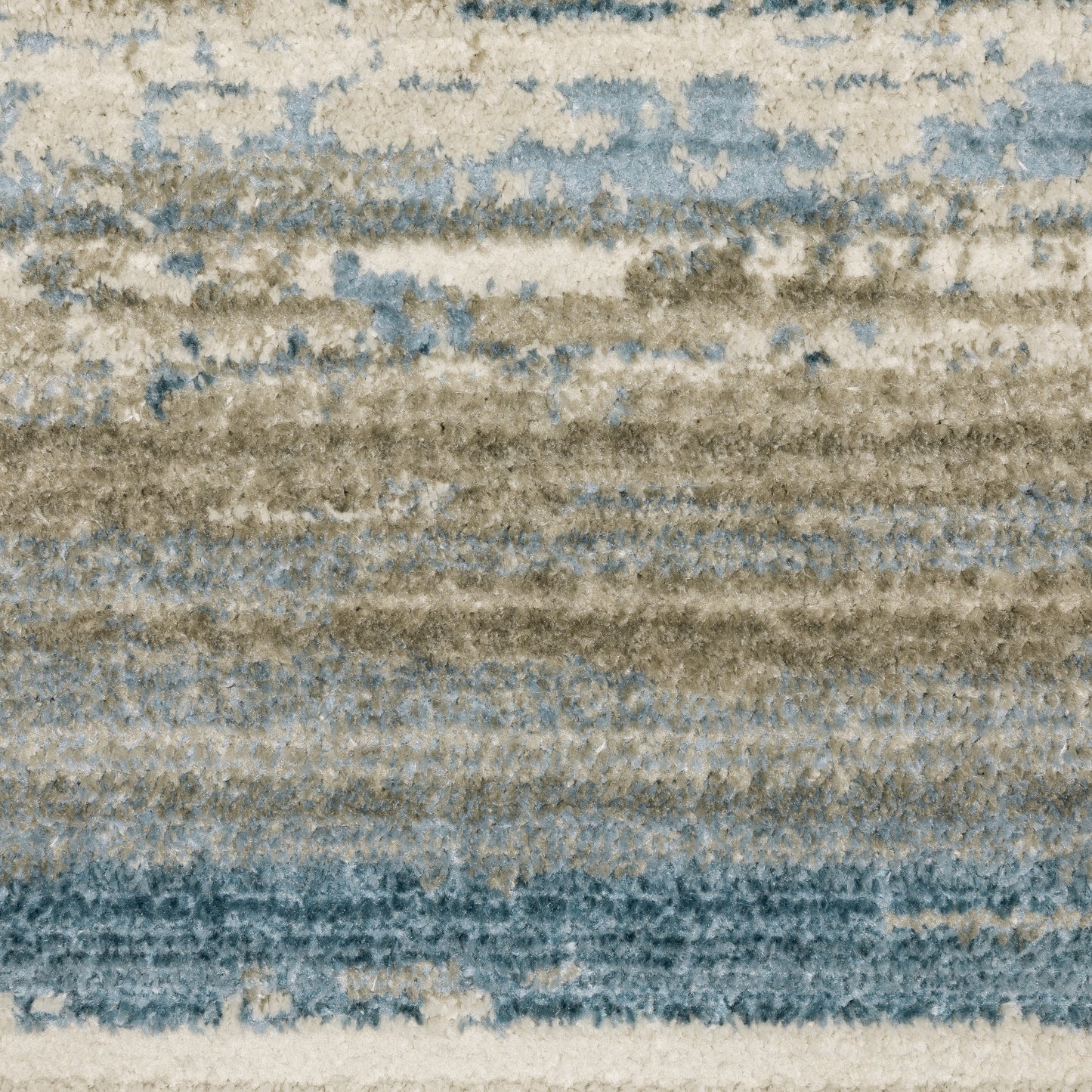 Bauer Distressed Blue/ Beige Stripe Cut Pile Rug