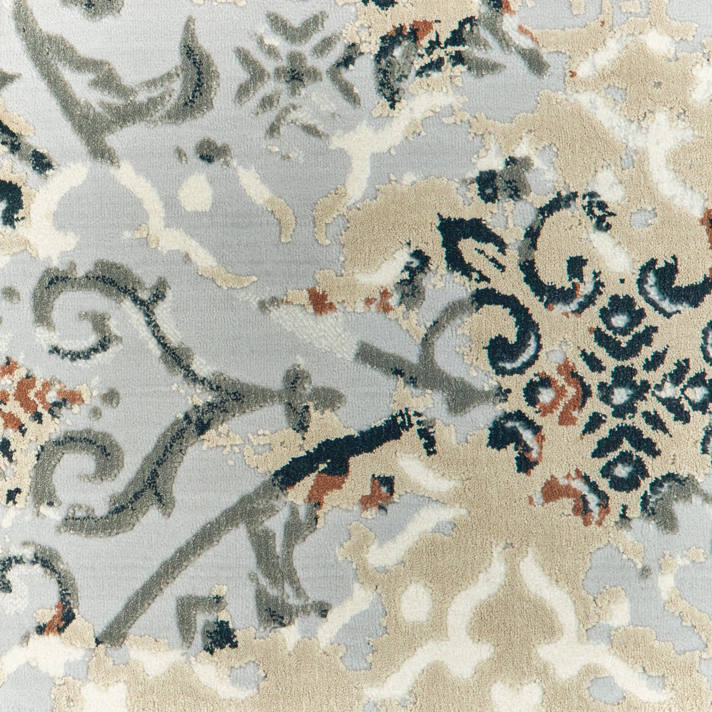Bowen Distressed Grey/ Gold Lattice Cut Pile Rug