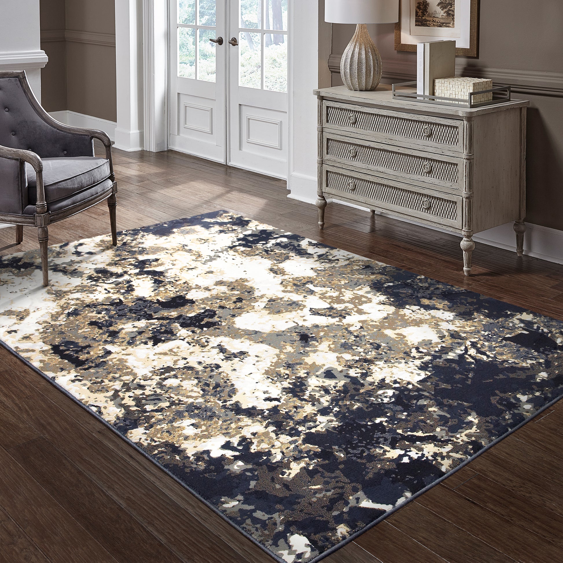 Bowen 1808Q Navy Abstract Rug